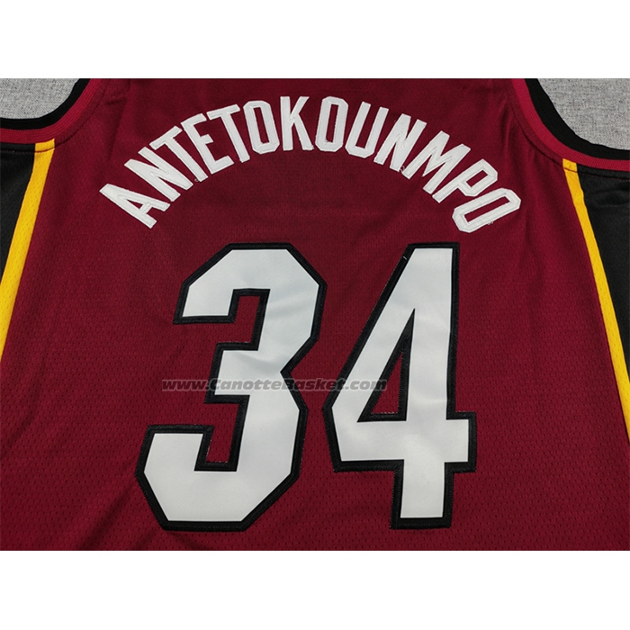 Maglia Miami Heat Giannis Antetokounmpo No 34 Statement Rosso